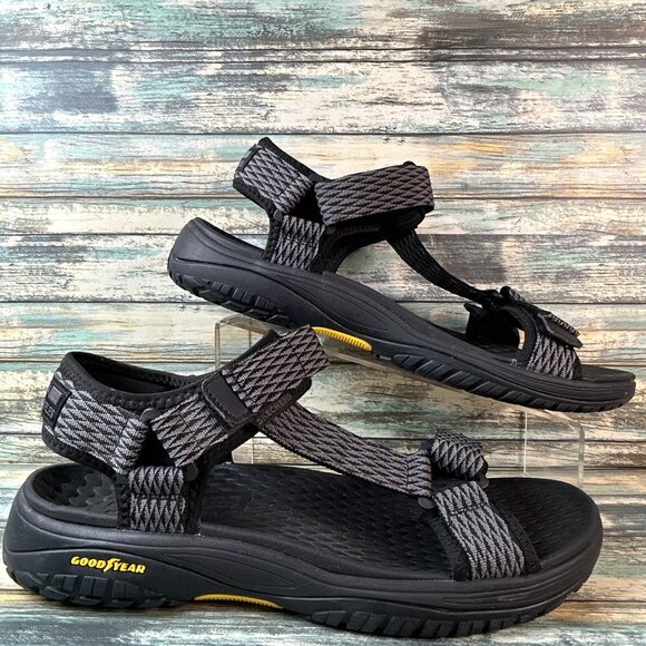 Skechers Sandals Lomell Rip Tide Mens 11 Black Adjustable Casual Beach Comfort - Picture 1 of 12